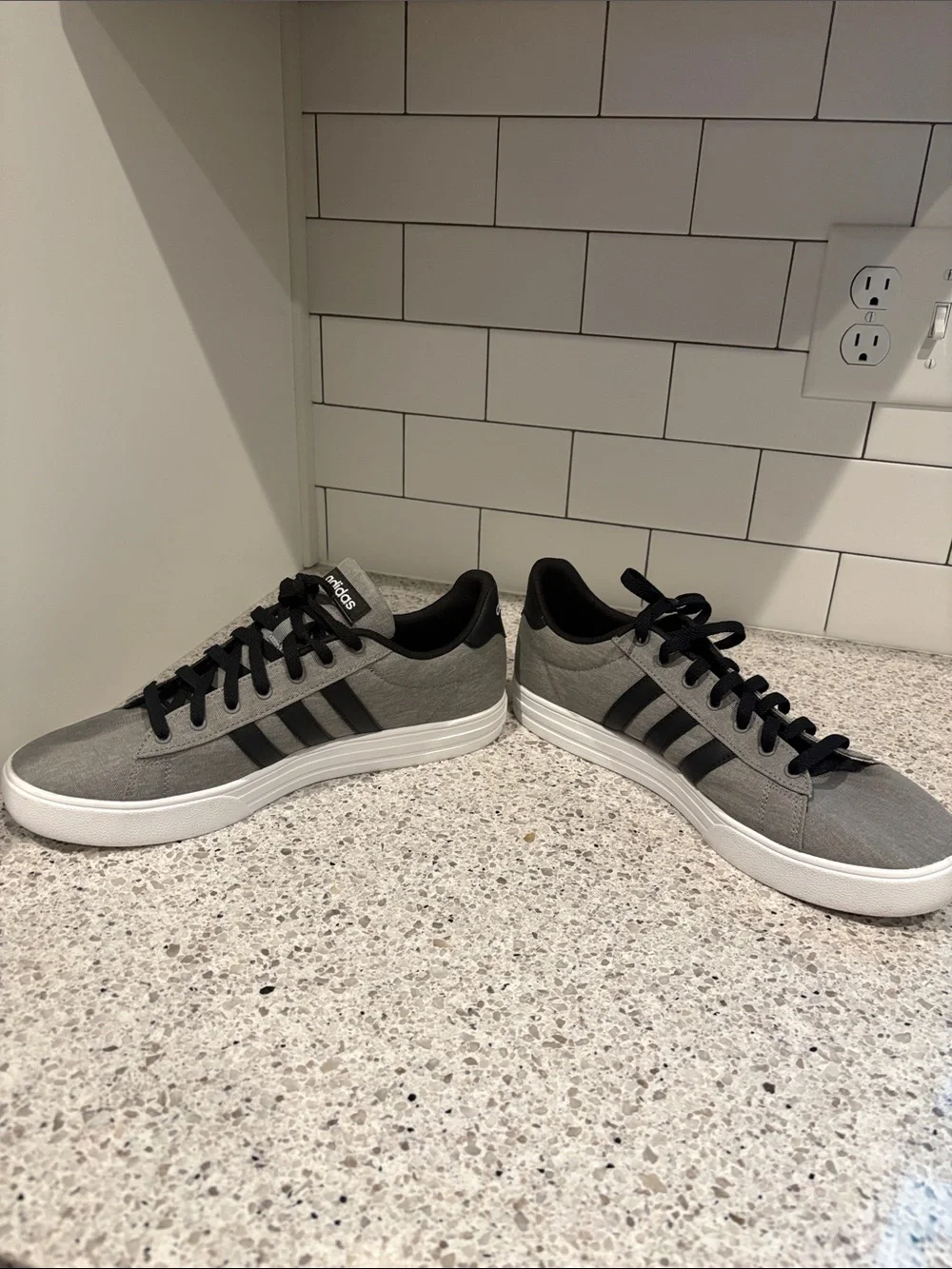 adidas Gray Canvas Sneakers with Black Stripes